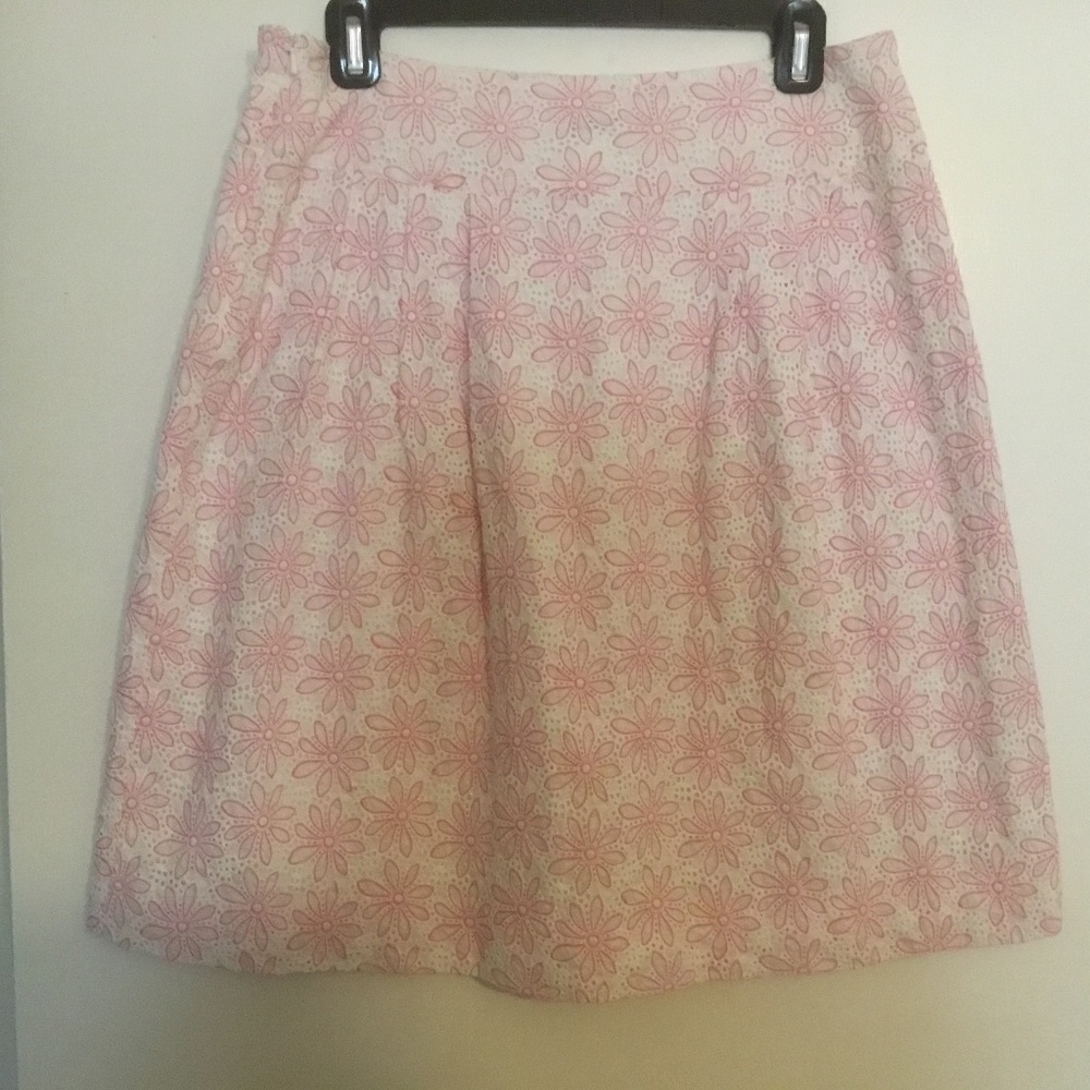 Lilly Pulitzer pink & white eyelet skirt 8